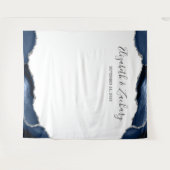 青と銀の瑪瑙フレーム ウェディング フォトブース タペストリー (正面(横))