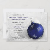 青と銀の祭り風企業ホリデーパーティーの招待状 招待状 (正面)