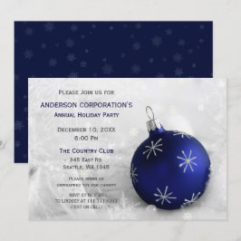 青と銀の祭り風企業ホリデーパーティーの招待状 招待状