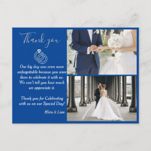 青と銀の結婚リングや輪に結婚感謝 ポストカード