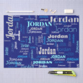 青と銀の繰り返し名パーソナライズされた 薄葉紙 (クラフト)