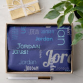 青と銀の繰り返し名パーソナライズされた 薄葉紙 (ギフト)