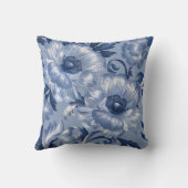 青と銀の花柄 クッション (裏面)
