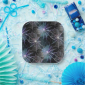 青と銀の賢いクモの巣 ペーパープレート (パーティー)