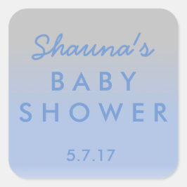 青と銀の赤ちゃんグラデーションのシャワーシール スクエアシール