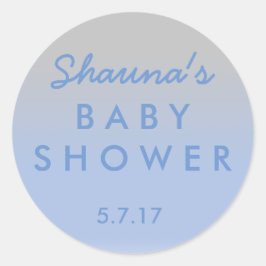 青と銀の赤ちゃんグラデーションのシャワーシール ラウンドシール