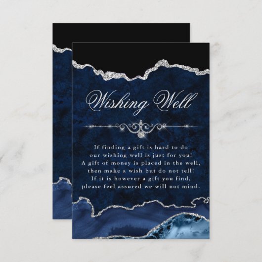 青と銀の輝きのある瑪瑙の願い井戸 エンクロージャーカード (正面/裏面)