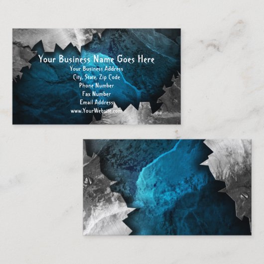 青と銀の金グランジ属/石の音楽バンドロック 名刺 (正面/裏面)