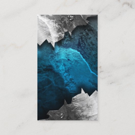 青と銀の金グランジ属/石の音楽バンドロック 名刺 (裏面)