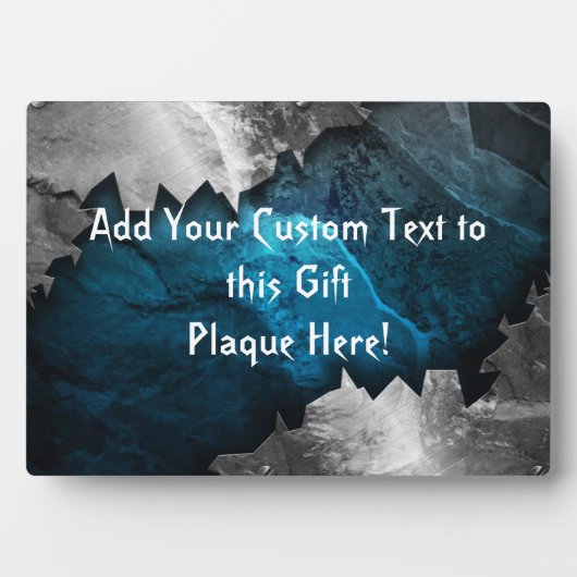 青と銀の金グランジ属/石デザイン フォトプラーク (正面)