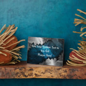 青と銀の金グランジ属/石デザイン フォトプラーク (側面)