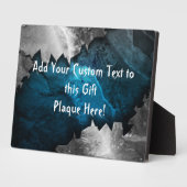 青と銀の金グランジ属/石デザイン フォトプラーク (側面)