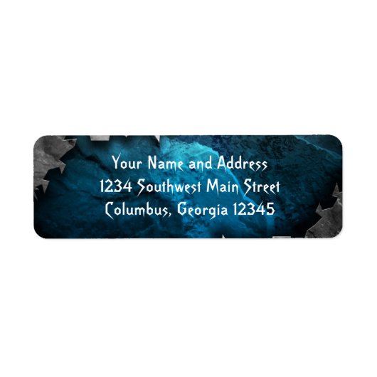 青と銀の金グランジ属/石デザイン ラベル (正面)