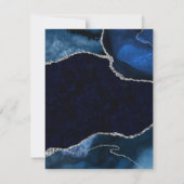 青と銀エレガントのグリッター大理石瑪瑙 出欠カード (裏面)