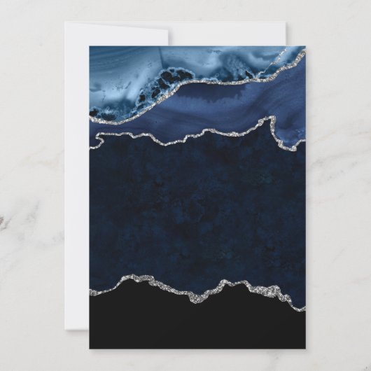 青と銀エレガントの大理石瑪瑙の卒業 招待状 (裏面)