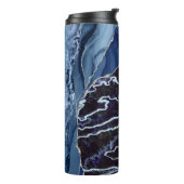 青と銀モダンの瑪瑙は大理石製 タンブラー (回転左)