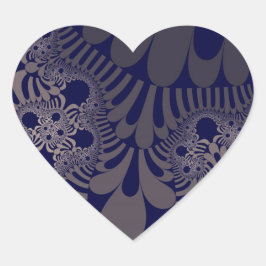 青と銀モダン ハートシール