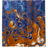 青と銅の抽象芸術アーモダント シャワーカーテン (正面)