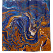 青と銅の抽象芸術アーモダント シャワーカーテン (正面)