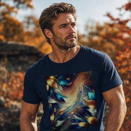 青と銅の葉の抽象Tシャツ Tシャツ
