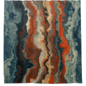 青と錆の抽象芸術 シャワーカーテン (正面)