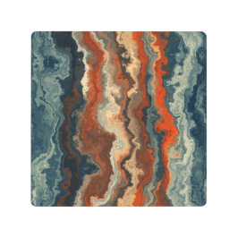 青と錆の抽象芸術 メタルプリント