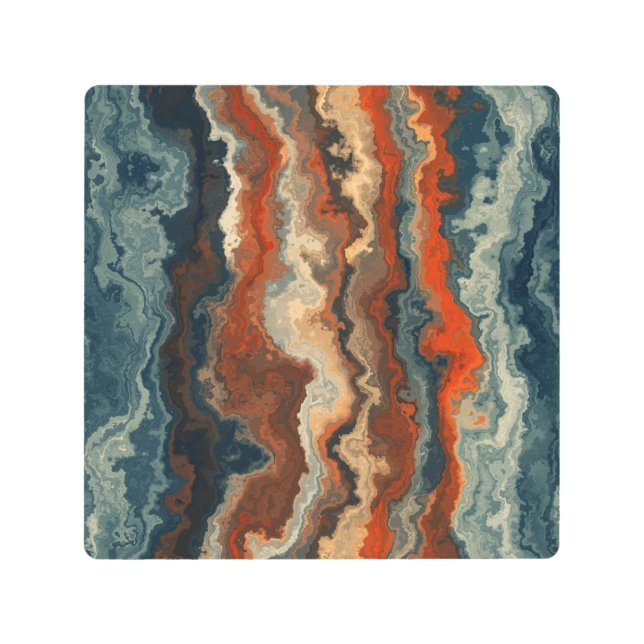 青と錆の抽象芸術 メタルプリント (正面)