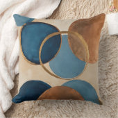 青と青銅の円と金ゴールドリング クッション (ブランケット)