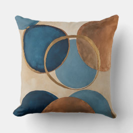 青と青銅の円と金ゴールドリング クッション