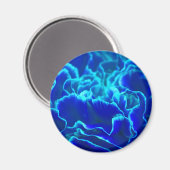 青と鮮やかティール（緑がかった色）カーネーションの花 マグネット (正面/裏面)