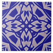 青と鮮やか灰色のクラシック幾何学的パターン タイル (正面)