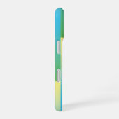青と黄と緑のストライプ模様 iPhone 16ケース (右側面)