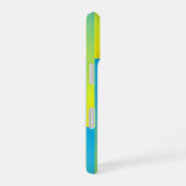 青と黄と緑のストライプ模様 iPhone 16ケース (右側面)