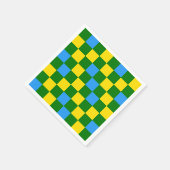 青と黄と緑の市松模様デザイン  スタンダードカクテルナプキン (角)