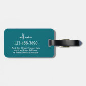 青と黄のお洒落デイジーカスタム文字 ラゲッジタグ (裏面横)