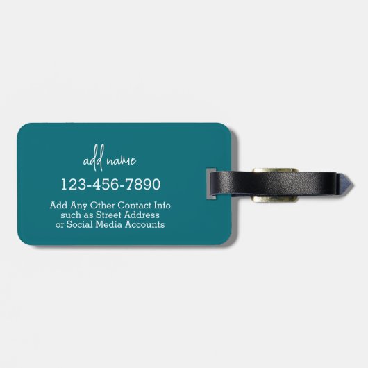 青と黄のお洒落デイジーカスタム文字 ラゲッジタグ (裏面横)