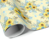 青と黄のひまわり ラッピングペーパー (ロールコーナー)