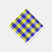 青と黄のギンガムチェックデザイン スタンダードカクテルナプキン (角)