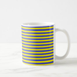 青と黄のストライプ コーヒーマグカップ