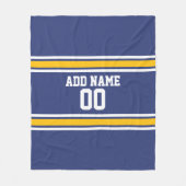 青と黄のスポーツストライプ名前をカスタムする番号 フリースブランケット (正面)