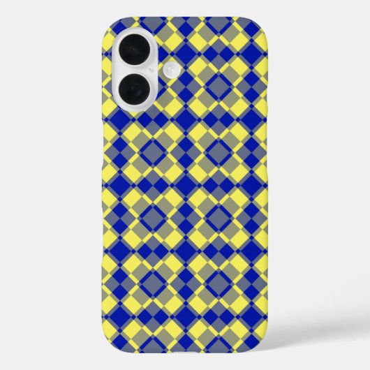 青と黄のチェック柄アーガイル模様 Case-Mate iPhoneケース (裏面)