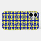 青と黄のチェック柄アーガイル模様 Case-Mate iPhoneケース (裏面 (横))