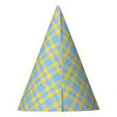 青と黄のチェック柄 パーティーハット (裏面)