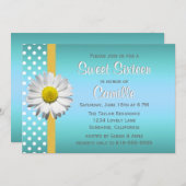 青と黄のデイジーSweet sixteen 招待状 (正面/裏面)
