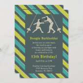 青と黄のフェンシング誕生会の招待 招待状 (正面/裏面)