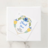 青と黄のフローラブライダルシャワーありがとう フェイバータグ (インサイチュ)