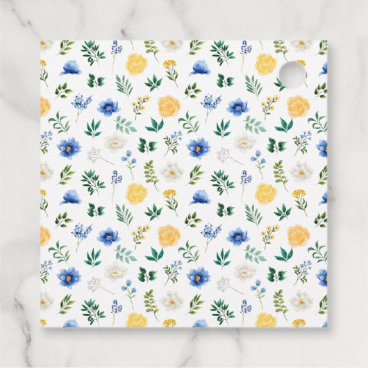 青と黄のフローラ結婚に感謝 フェイバータグ (裏面)