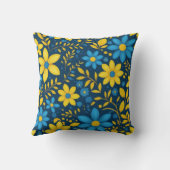 青と黄のフローラ クッション (裏面)