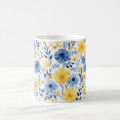 青と黄のフローラ コーヒーマグカップ (中央)