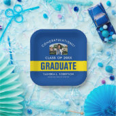 青と黄の卒業パーソナライズされた写真 ペーパープレート (パーティー)